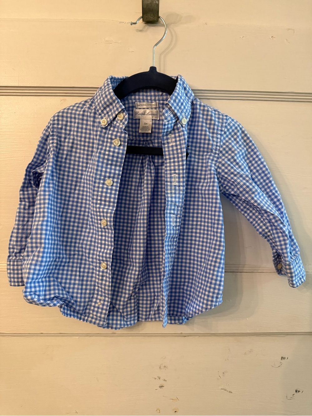 Ralph Lauren Blue and White Gingham Button-Down Shirt